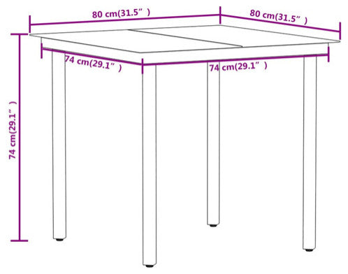 vidaXL Patio Dining Set 3 Piece Black Garden Outdoor Table and Chair Furniture