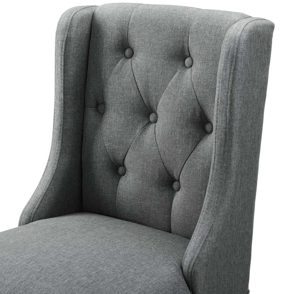 Bar Stool Chair Barstool, Set of 2, Fabric, Wood, Gray, Modern, Bar Pub