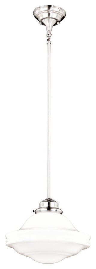 Vaxcel Huntley 12" Pendant, Satin Nickel, Milk Glass