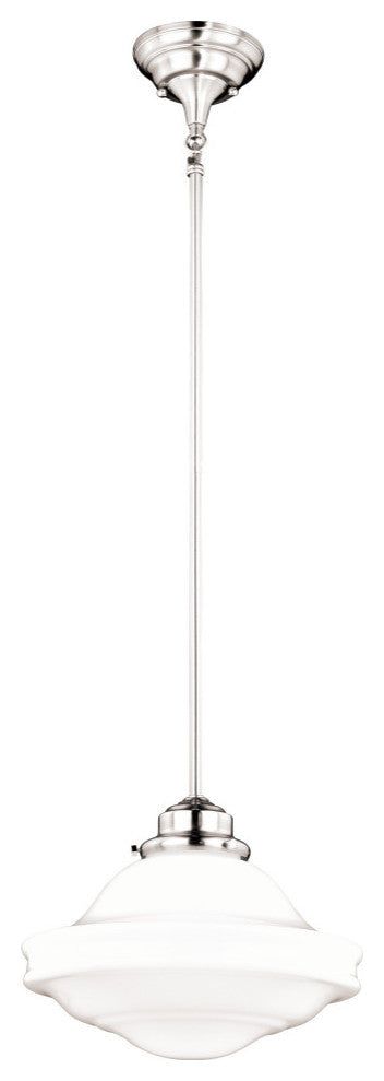 Vaxcel Huntley 12" Pendant, Satin Nickel, Milk Glass