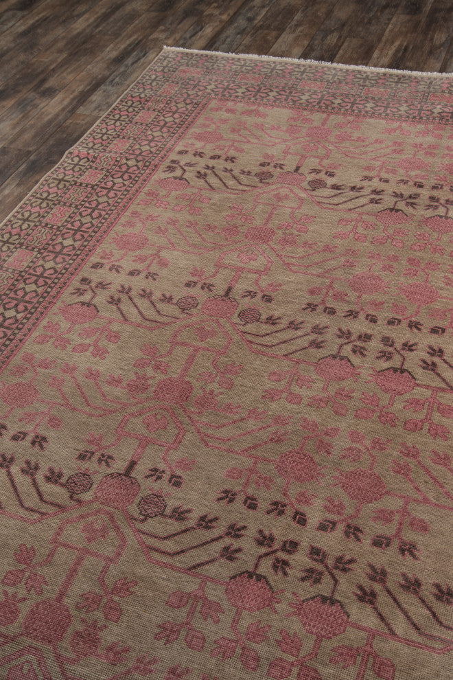 Momeni Banaras Hand Knotted Wool Area Rug, Pink, 3'9"x5'9"