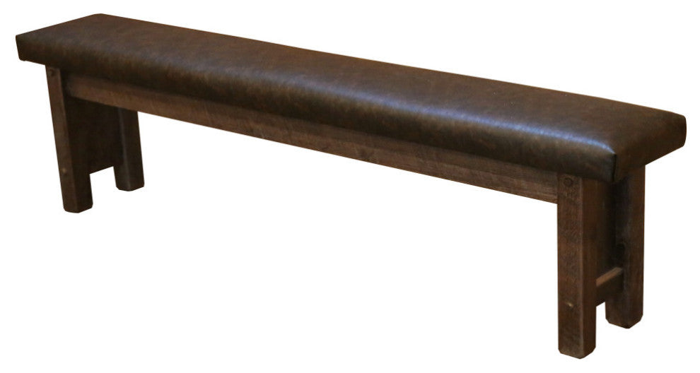 Barnwood Style Timber Peg Upholstered Bench, Dusk, 5 Foot, Quarter Espresso