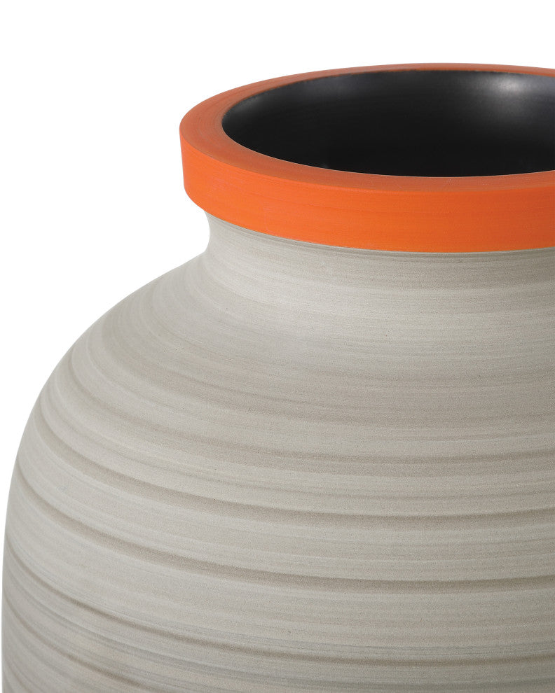 Happy 80's Gray, Beige, Orange & Blue Vase, 3-Piece Set