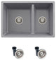 27"x18" Gray Double Bowl 60/40 Dual Mount Granite Kitchen Sink