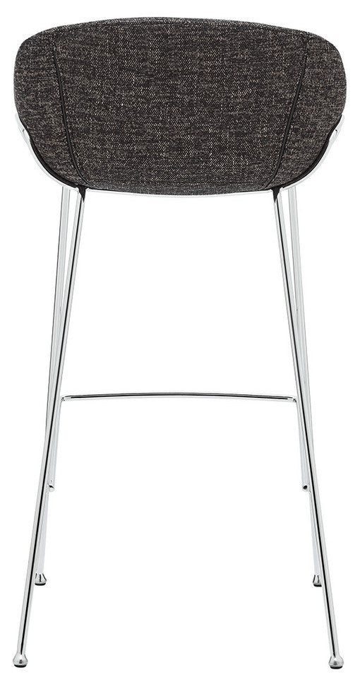Set of Two 30" Black And Silver Steel Low Back Bar Height Bar Chairs