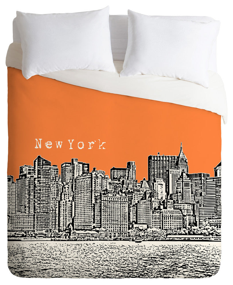 Deny Designs Bird Ave New York Orange Duvet Cover - Lightweight