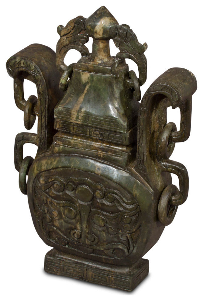 Hand Carved Imperial Style Chinese Jade Urn with Removable Lid