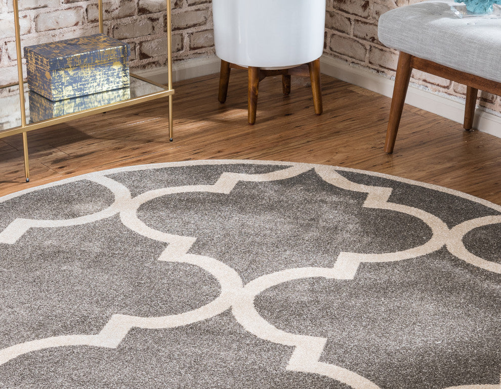 Rug Unique Loom Trellis Gray Round 6' 0 x 6' 0