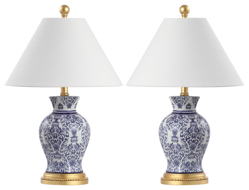Xia 21" Ceramic/Iron Classic Modern LED Table Lamp, Blue, Set of 2