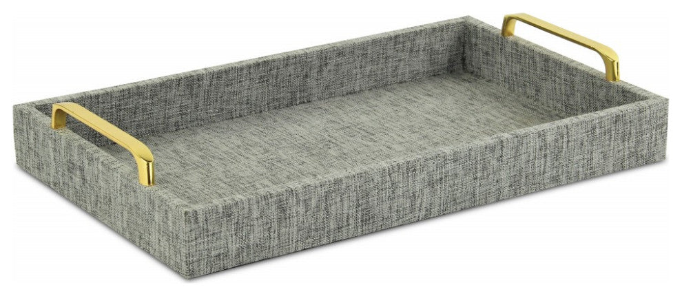 Gray Linen and Wooden Tray