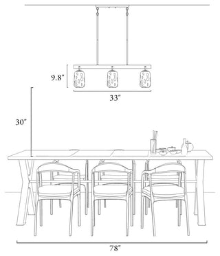 LNC 6-Light Black and Gold Modern Mason Jar Linear Large Kitchen Island Light