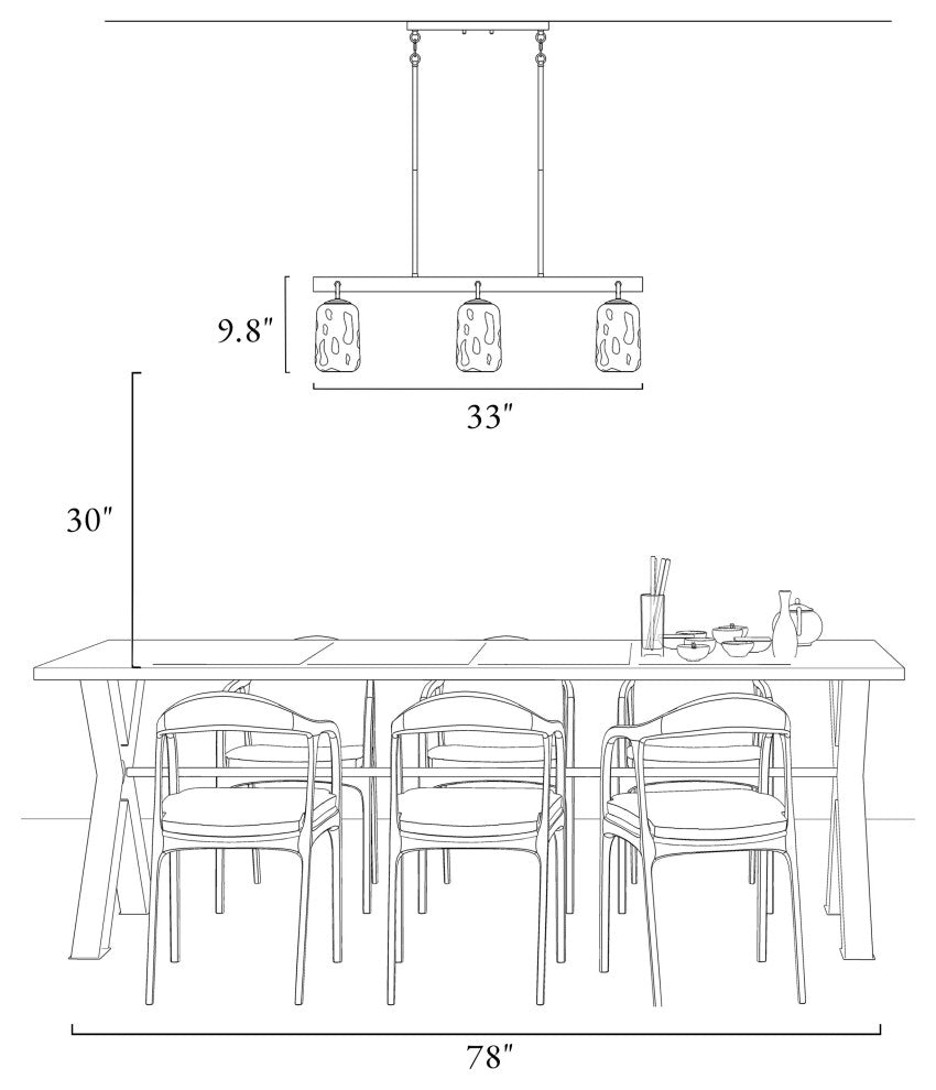 LNC 6-Light Black and Gold Modern Mason Jar Linear Large Kitchen Island Light