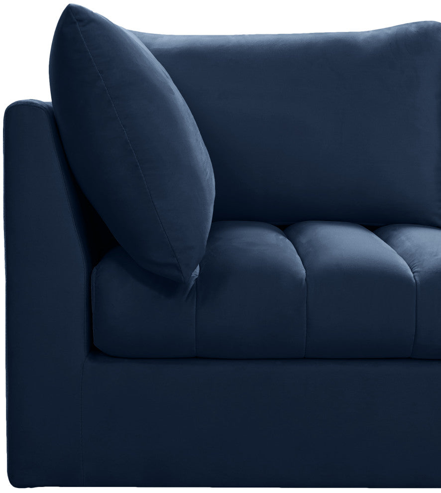 Jacob Velvet Upholstered 5-Piece L-Shaped Modular Sectional, Navy