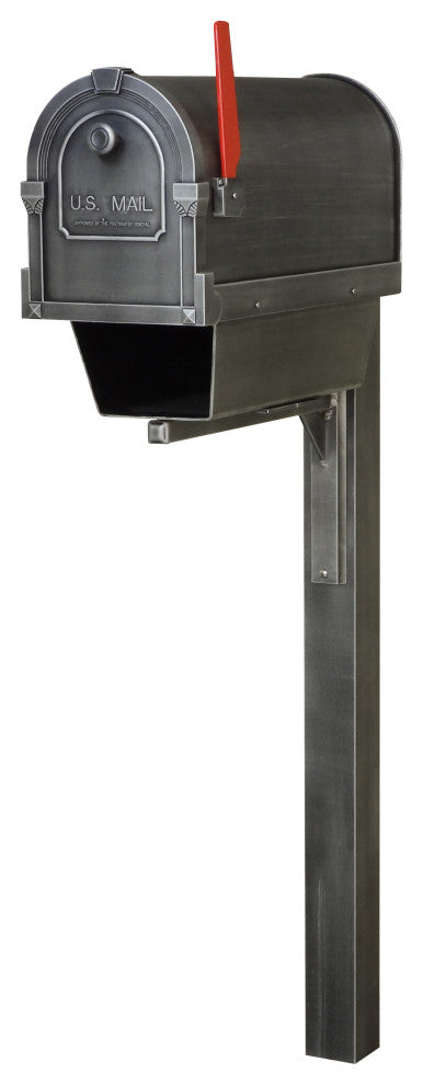 Savannah Mailbox With Newspaper Tube and Wellington Post, Swedish Silver