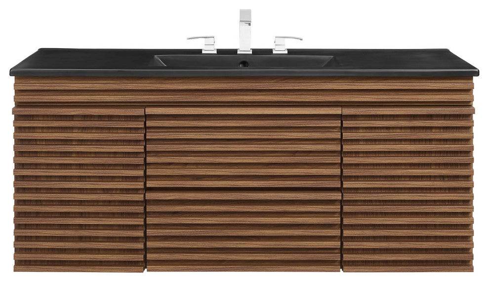 Render 48" Wall-Mount Bathroom Vanity, Walnut Black
