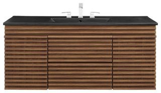 Render 48" Wall-Mount Bathroom Vanity, Walnut Black
