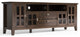Contemporary TV Stand, Storage Glass Doors and Open Compartments, Tobacco Brown