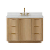 Cadiz Bath Vanity, Composite Stone Top, Washed Ash Grey, 48", No Mirror