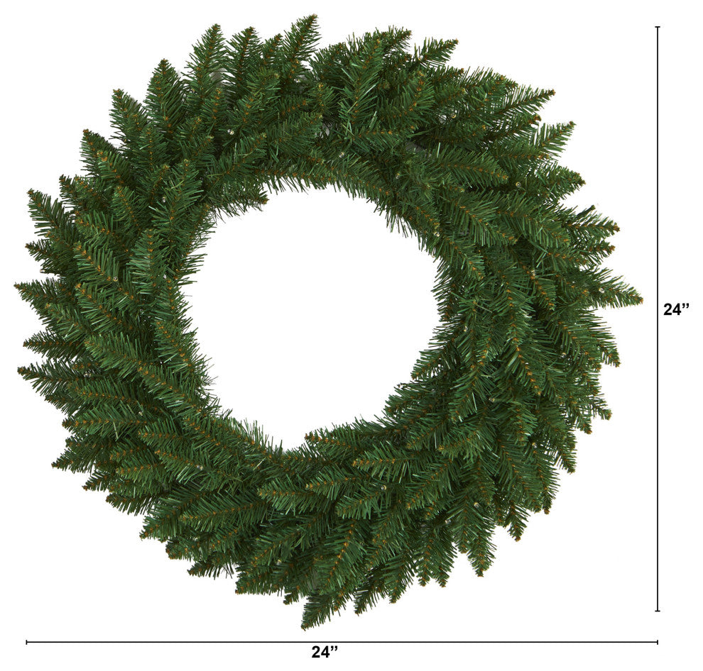 24" Green Pine Artificial Christmas Wreath With 35 Clear LED Lights