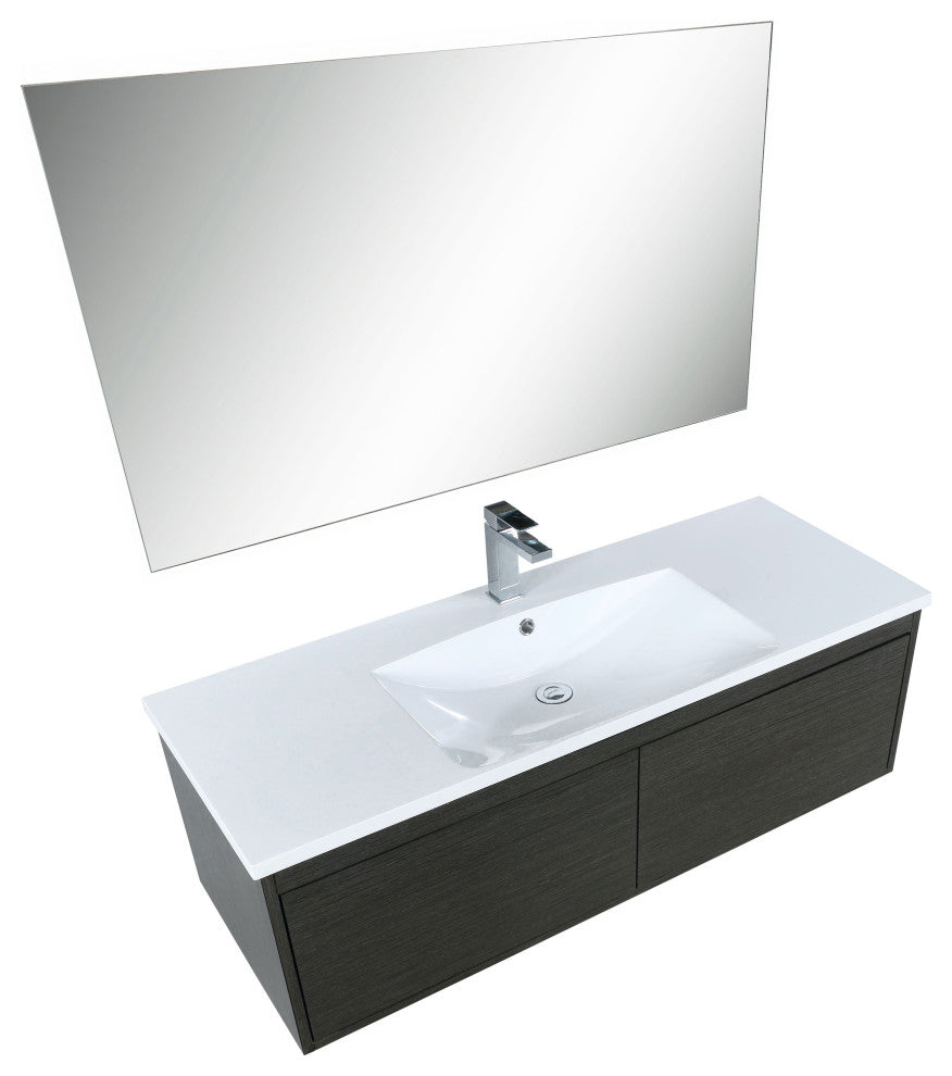 Sant 48 Iron Vanity, Acrylic Top With Sink, Gun Metal Faucet Set, 43 Mirror