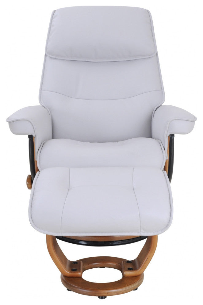 HomeRoots Contemporary Silver Gray Swivel Recliner and Ottoman Set