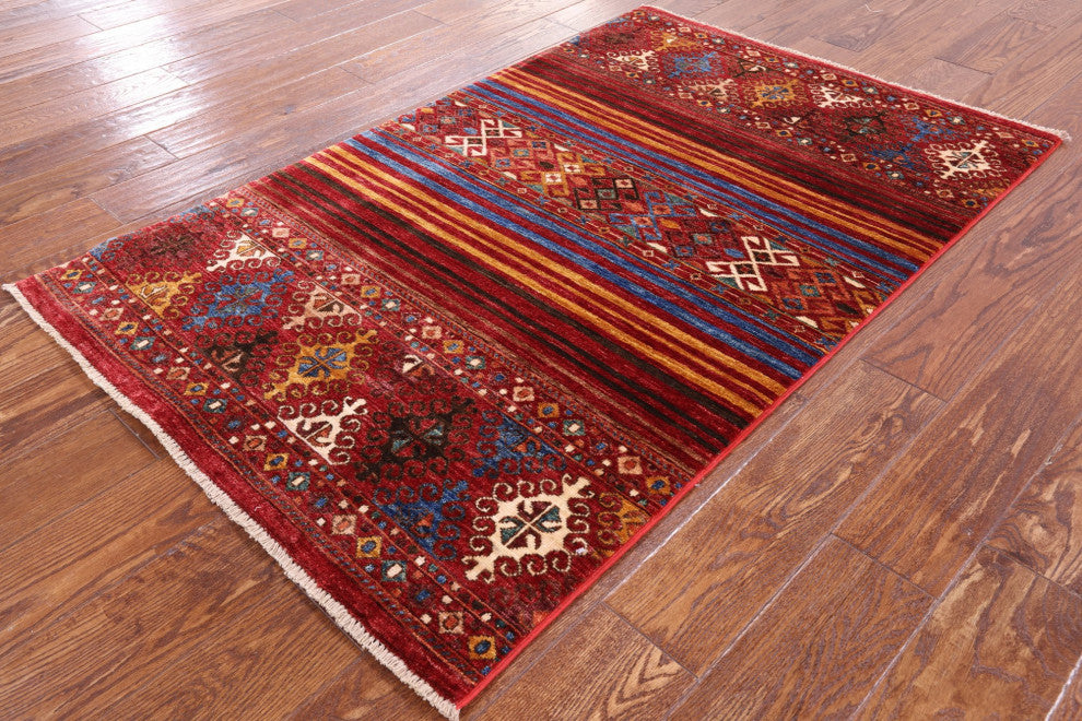 3' 2" X 4' 11" Khorjin Super Kazak Hand-Knotted Wool Rug Q5440