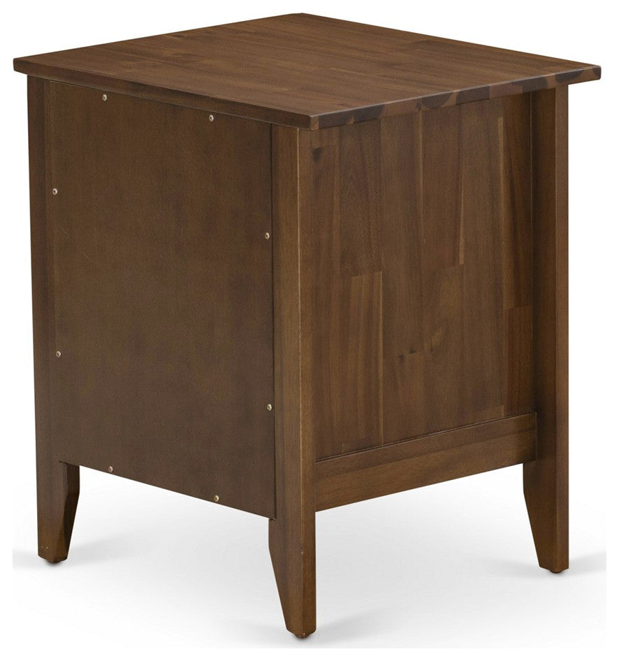 Small Nightstand, 1 Wood Drawer, Antique Walnut
