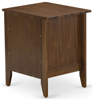 Small Nightstand, 1 Wood Drawer, Antique Walnut