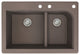 Radius 33" silQ Granite Double Bowl Kitchen Sink with 3 Holes in Espresso