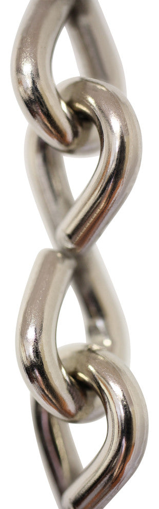 Steel Single Jack Basket Chain, 3 Sizes, 3', Polished Nickel, U40