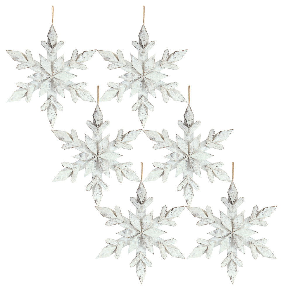 Wood Snowflake Ornament, 6-Piece Set