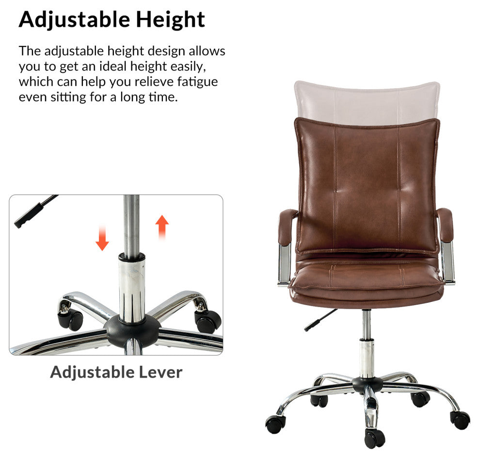 Task Chair With Padded Arms, Brown