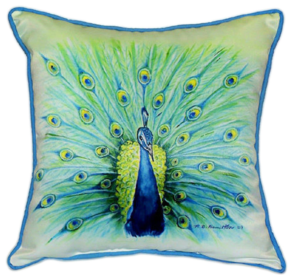 Betsy Drake Peacock Extra Large 22 X 22 Indoor / Outdoor Pillow