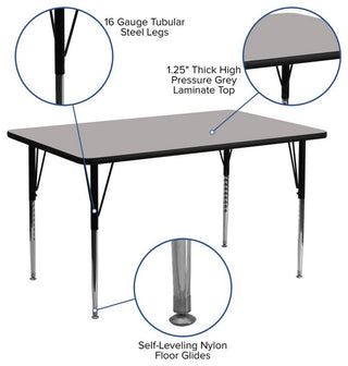 24''Wx60''L Gray Hp Laminate Activity Table-Adjustable Legs