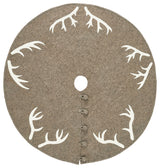 Handmade Felt Christmas Tree Skirt -Antlers on Gray, 60"