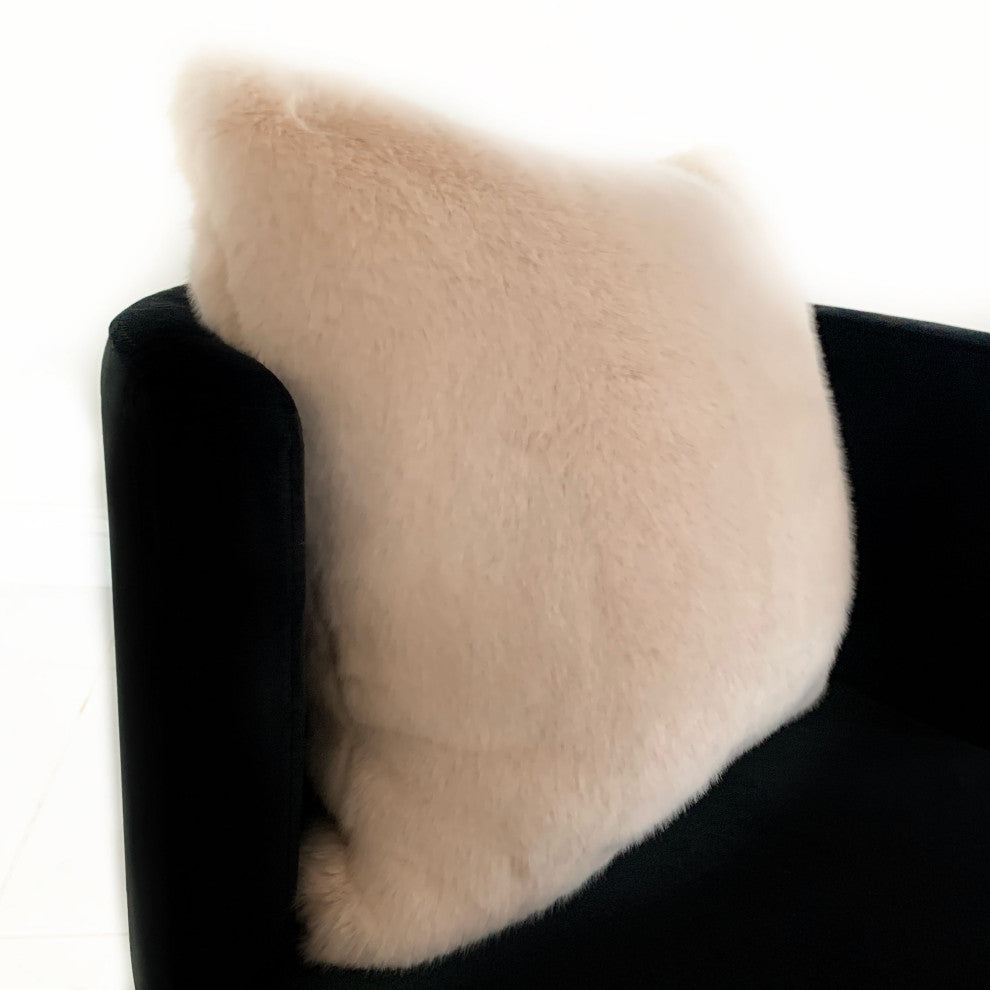 Plutus Pink Plush Animal Faux Fur Luxury Throw Pillow, 20"x20"