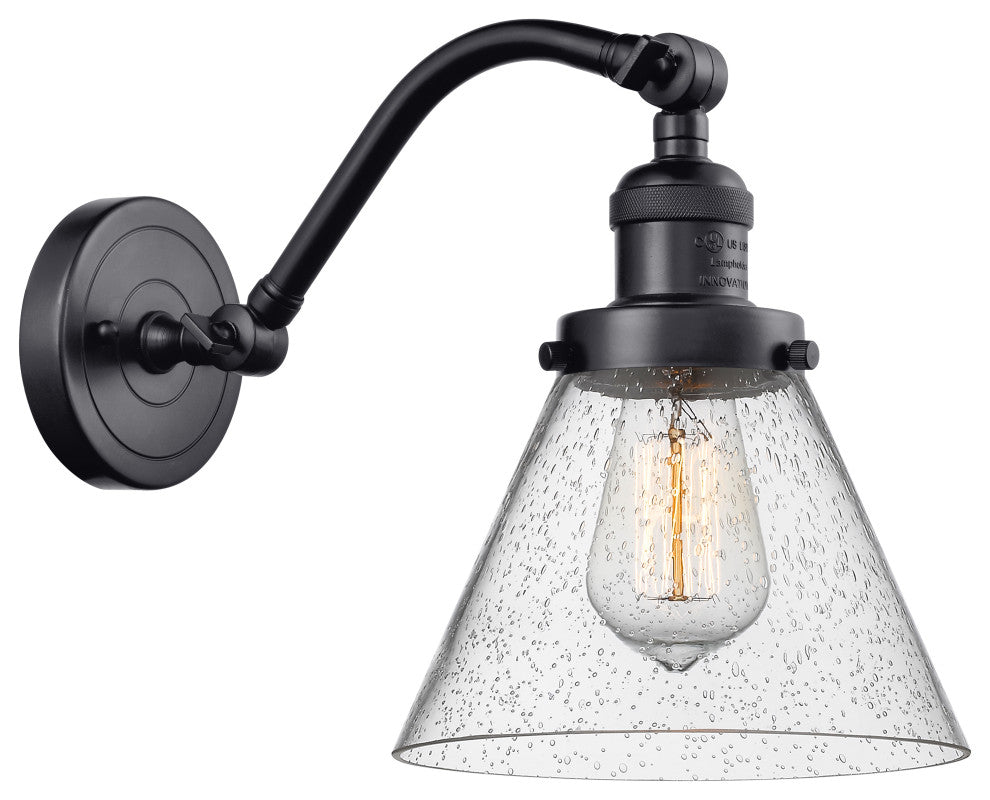 INNOVATIONS LIGHTING 515-1W-BK-G44-LED Large Cone 1 Light Sconce