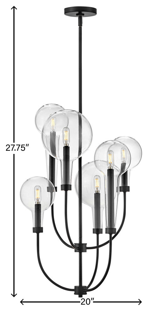 Hinkley 27.75" Alchemy Multi-Tier 6- Light Chandelier, Black