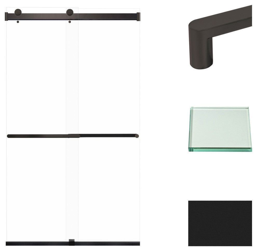 Transolid Brianna 48" W x 80" H Frameless Sliding Shower Door, Matte Black