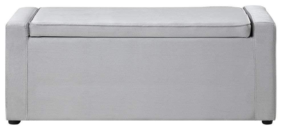 Carter Velvet Upholstered Shoe Storage Bench, Gray