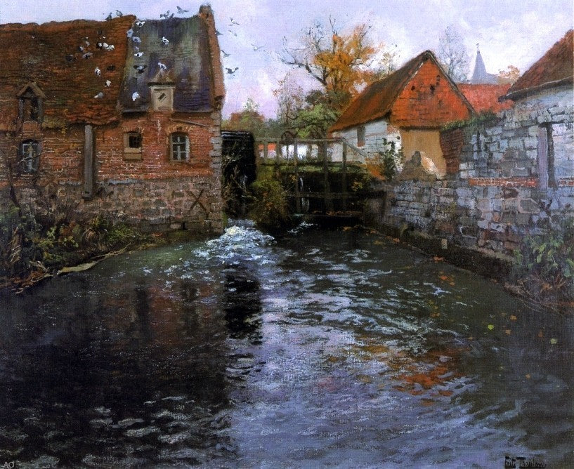 Fritz Thaulow A Mill Pond, 20"x25" Wall Decal