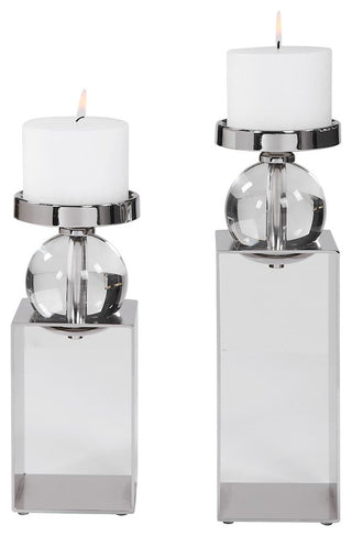 Uttermost Lucian Nickel Candleholders, Set of 2, 17561