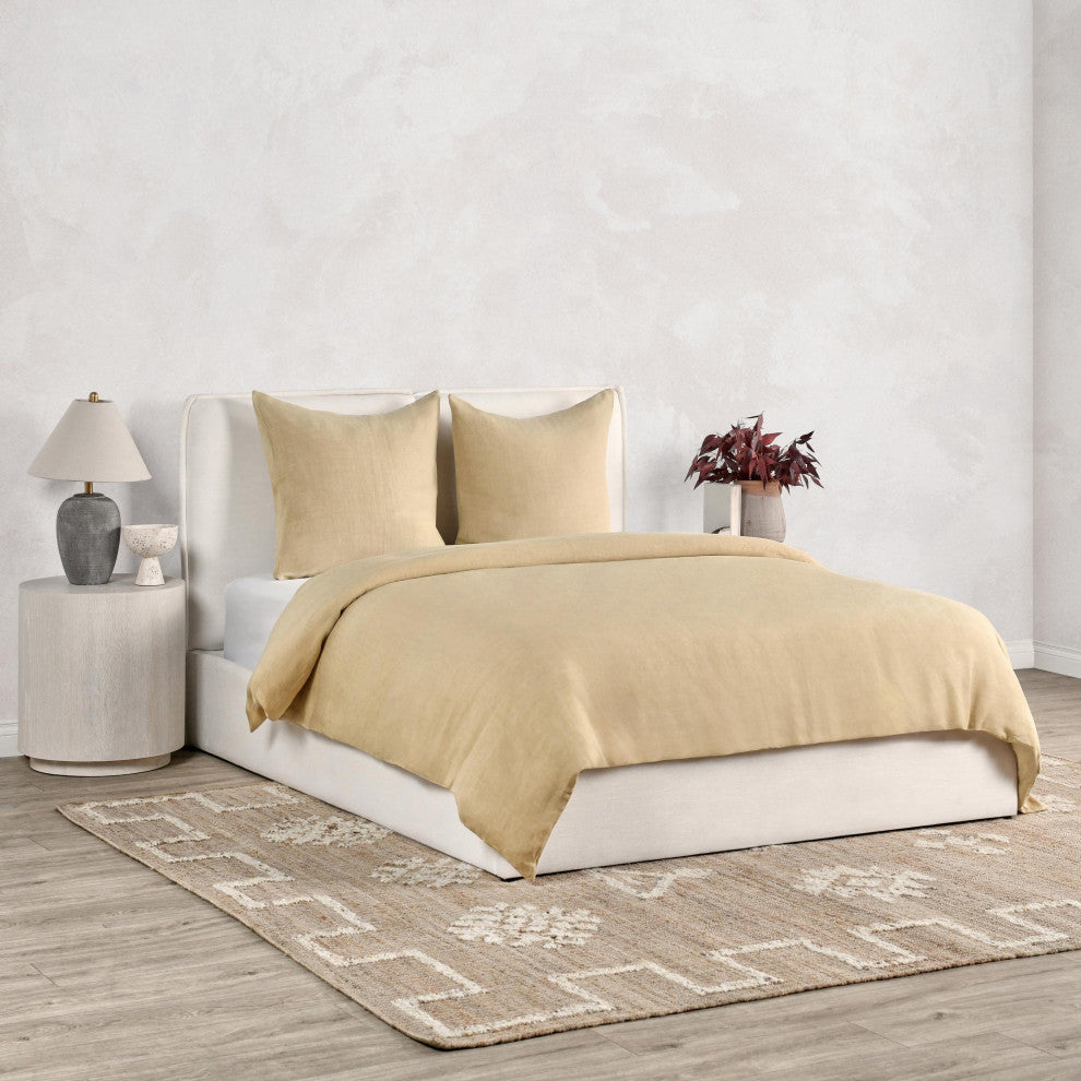 Paloma 3-Piece Hemp Fabric Duvet Set, Amber, Queen