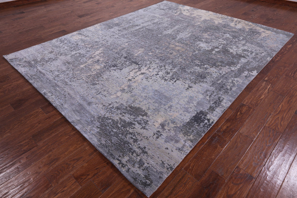 7' 10" X 10' 1" Wool and Silk Modern Handmade Rug Q8657