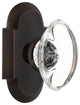 Cottage Plate Privacy Oval Clear Crystal Glass Knob, Timeless Bronze