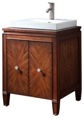 Avanity Brentwood 25" Vanity, New Walnut Finish With Semi-Recessed Sink