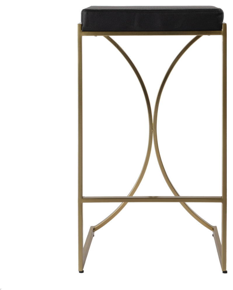 Natalya 31" Bar Stool, Black Leather