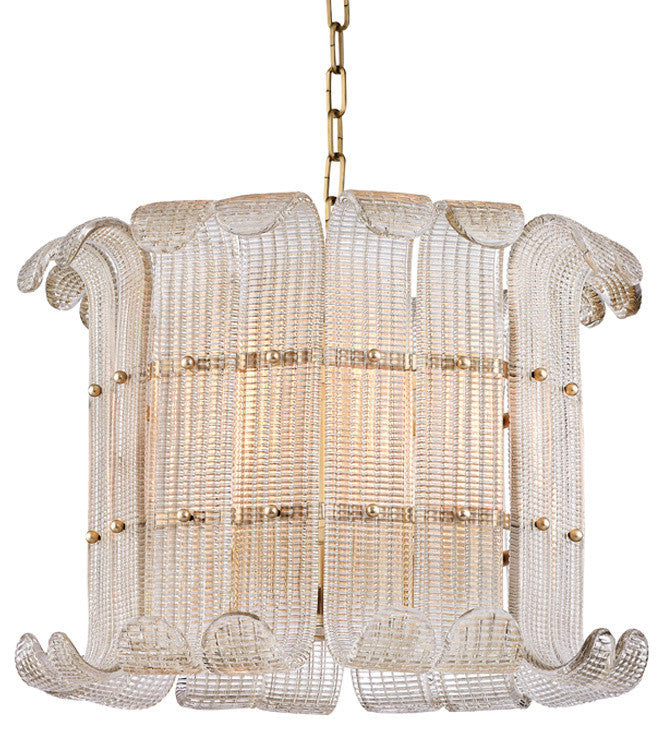 Brasher, 8 Light, Chandelier, Aged Brass Finish, Clear Glass