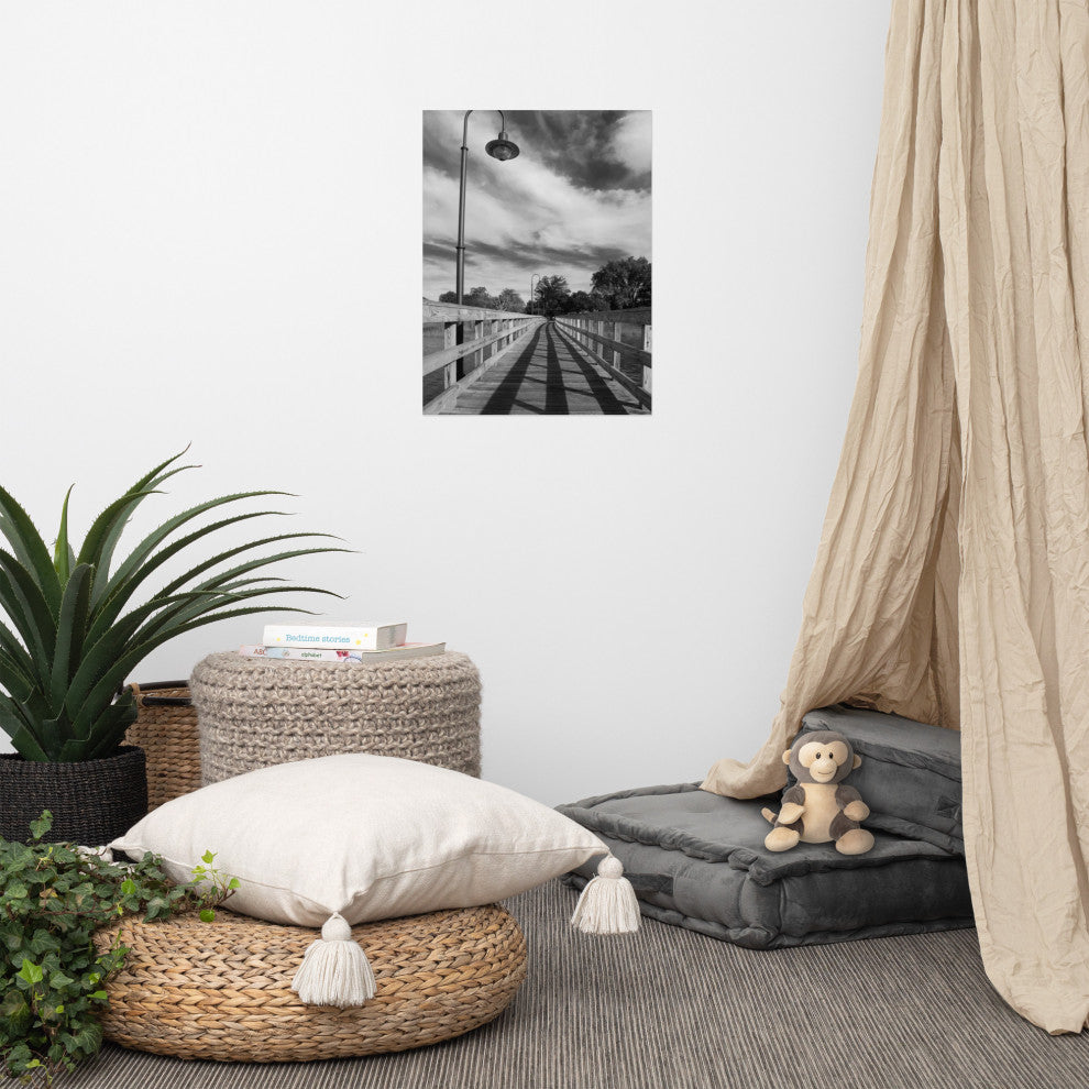 Follow the Lines Black & White Landscape Photo Unframed Wall Art Print, 18" X 24"