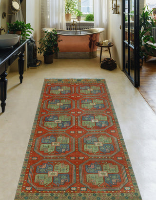 Fine Vintage Distressed Ayobunmi Rust/Beige Runner, 4'4 x 10'7